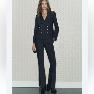 NWT Zara Black Double-Breasted Blazer and Matching Pants Set